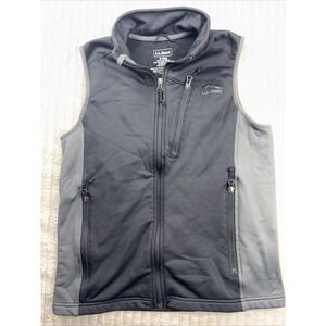 LL Bean Vest Men's Small Regular Full Zip Black Slightly Fitted Fleece Lined EUC